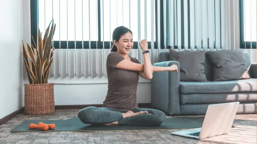 A lady doing yoga