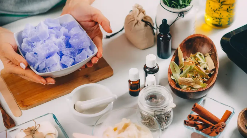 homemade sustainable products like soaps and candles