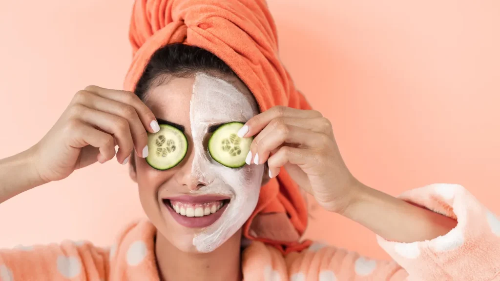 A lady using skincare product on her face which is homemade and safe from chemicals