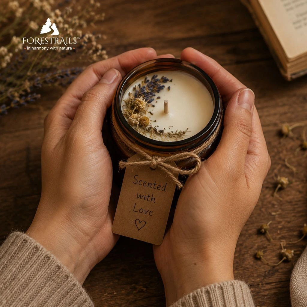 handmade scented candle as a meaningful eco-friendly Valentine's gift