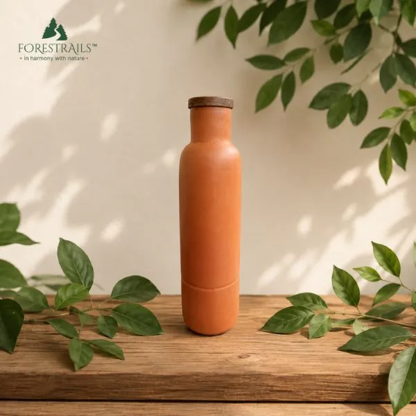 Forestrails sustainable clay water bottle natural terracotta hydration