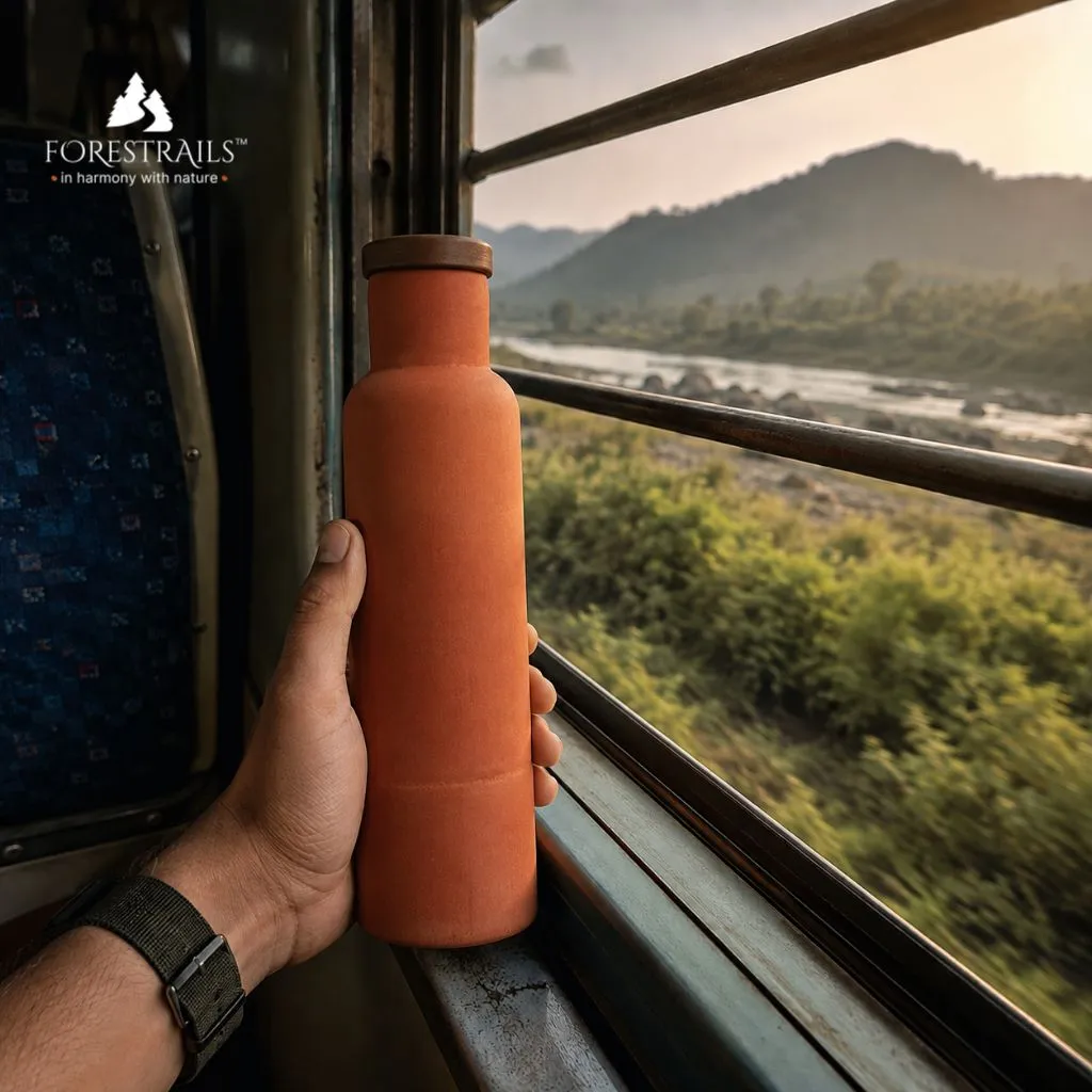 clay water bottle for travelling by train